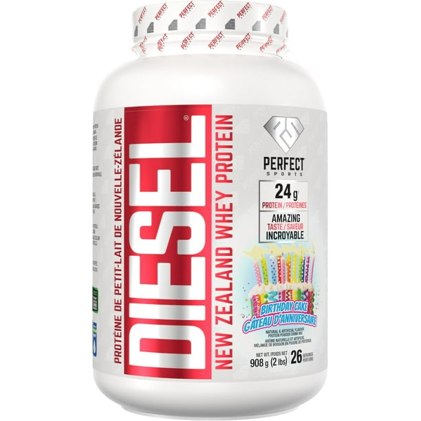 PERFECT Sports - DIESEL New Zealand Whey Protein, Vanilla Birthday Cake 2lb (908g)
